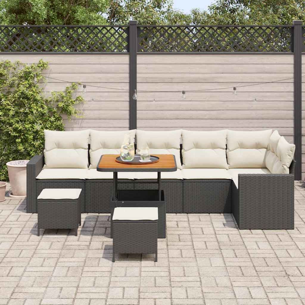 Sjedeća garnitura za vrt 9 kom. Crna poliratan 80 x 80 x 71 cm