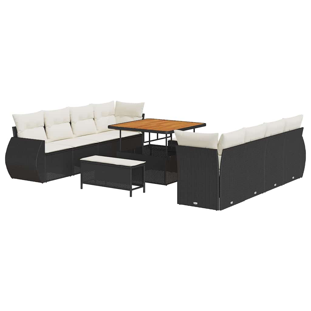 Sjedeća garnitura za vrt 11 kom. Crna poliratan 100 x 100 x 71 cm