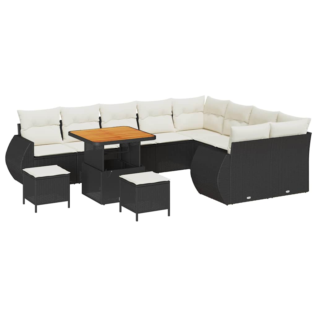 Sjedeća garnitura za vrt 12 pcs Crna poliratan
