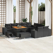Sjedeća garnitura za vrt 13 kom. Crna poliratan 331 x 289 x 85 cm