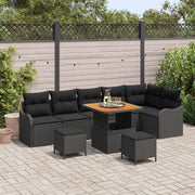 Sjedeća garnitura za vrt 9 kom. Crna poliratan 287.5 x 122.5 x 85 cm