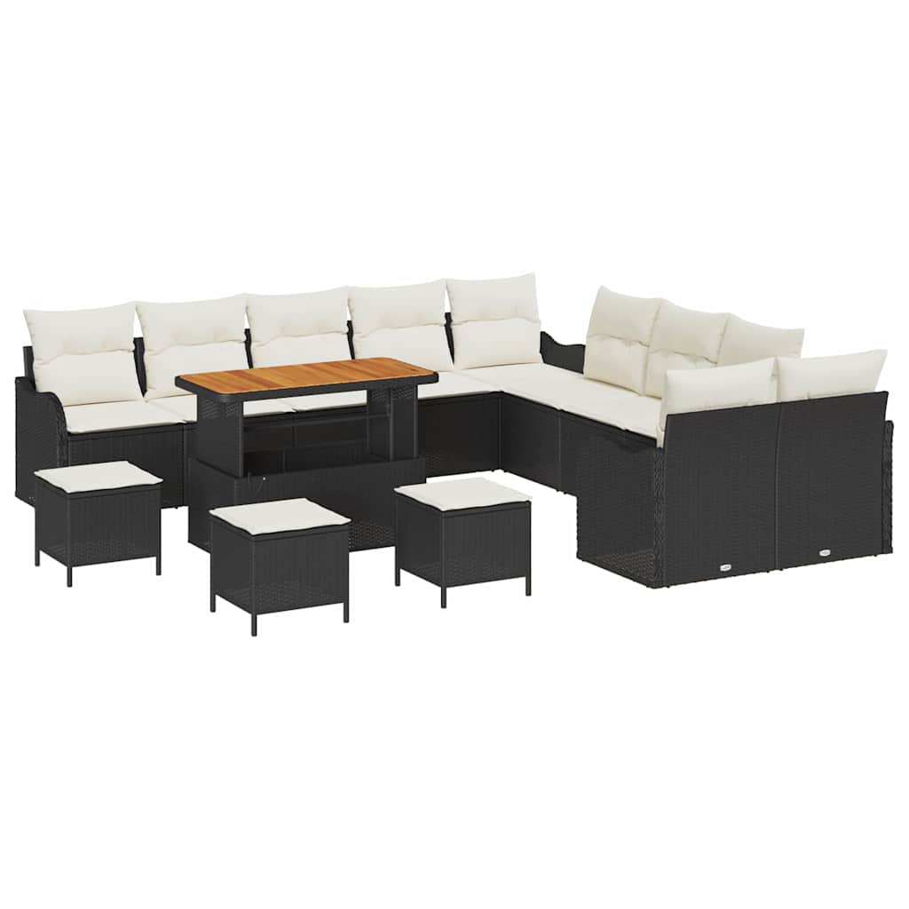 Sjedeća garnitura za vrt 14 pcs Crna poliratan