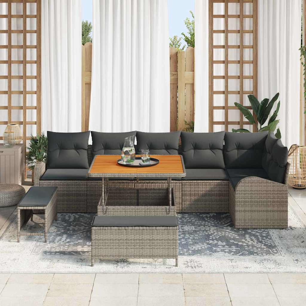 Sjedeća garnitura za vrt 9 kom. Siva poliratan 289 x 124 x 85 cm