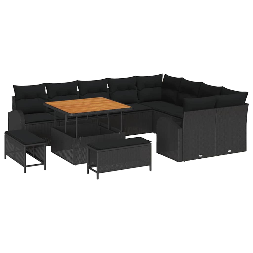 Sjedeća garnitura za vrt 12 kom. Crna poliratan 288.5 x 234 x 85 cm