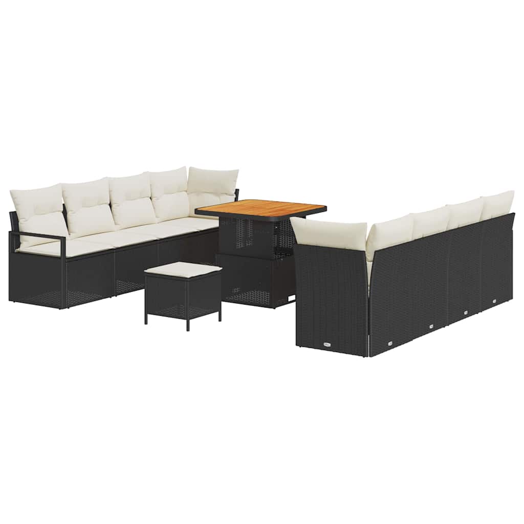 Sjedeća garnitura za vrt 11 kom. Crna poliratan 232,5 x 62 x 85 cm