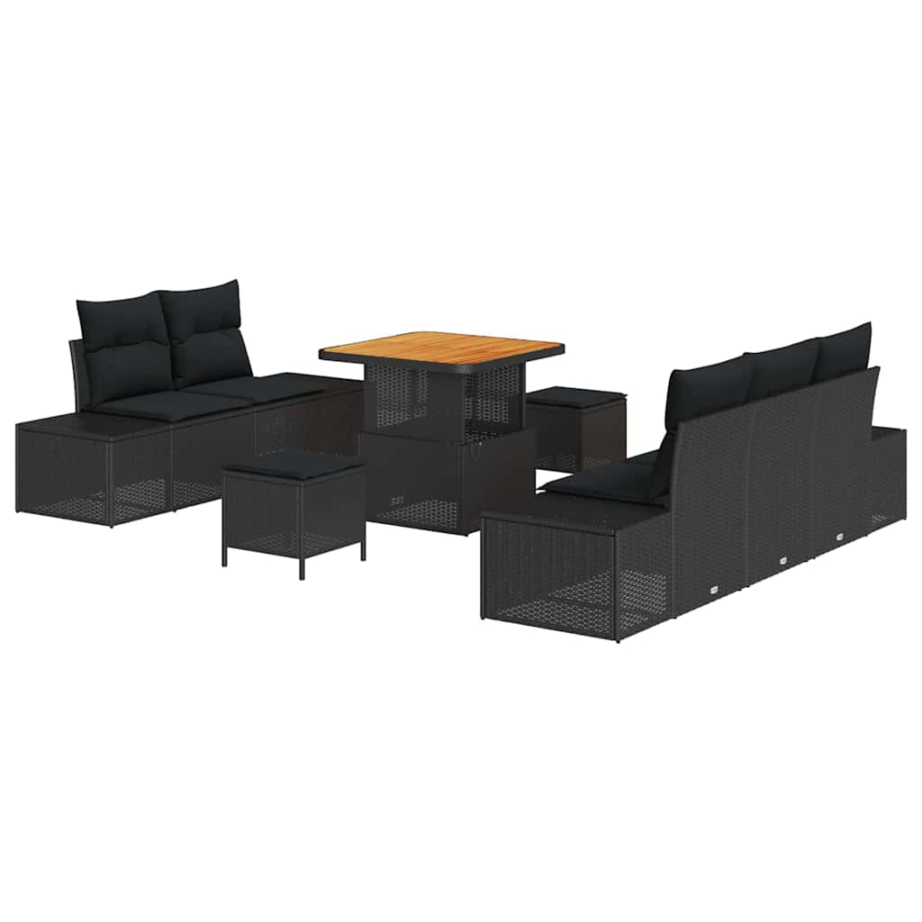 Sjedeća garnitura za vrt 8 kom. Crna poliratan 239 x 62 x 85 cm