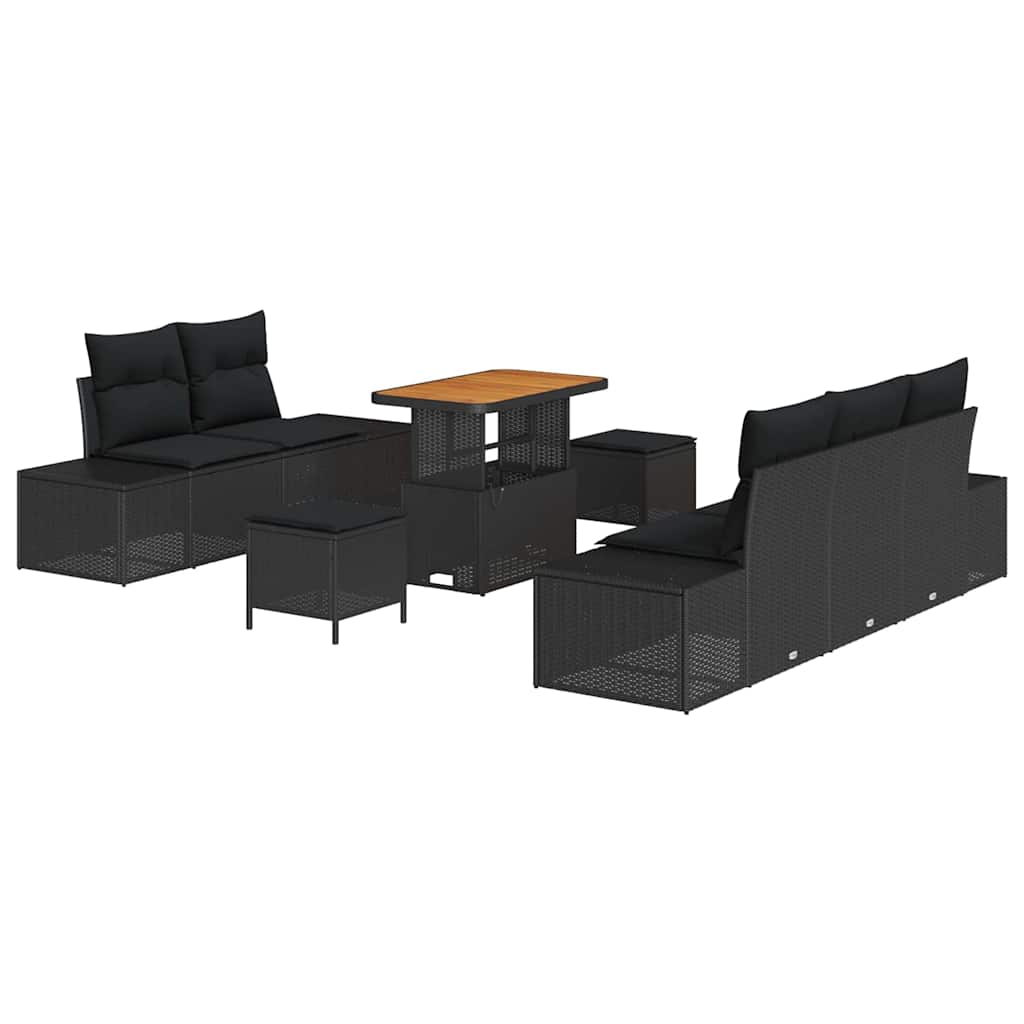 Sjedeća garnitura za vrt 8 kom. Crna poliratan 239 x 62 x 85 cm