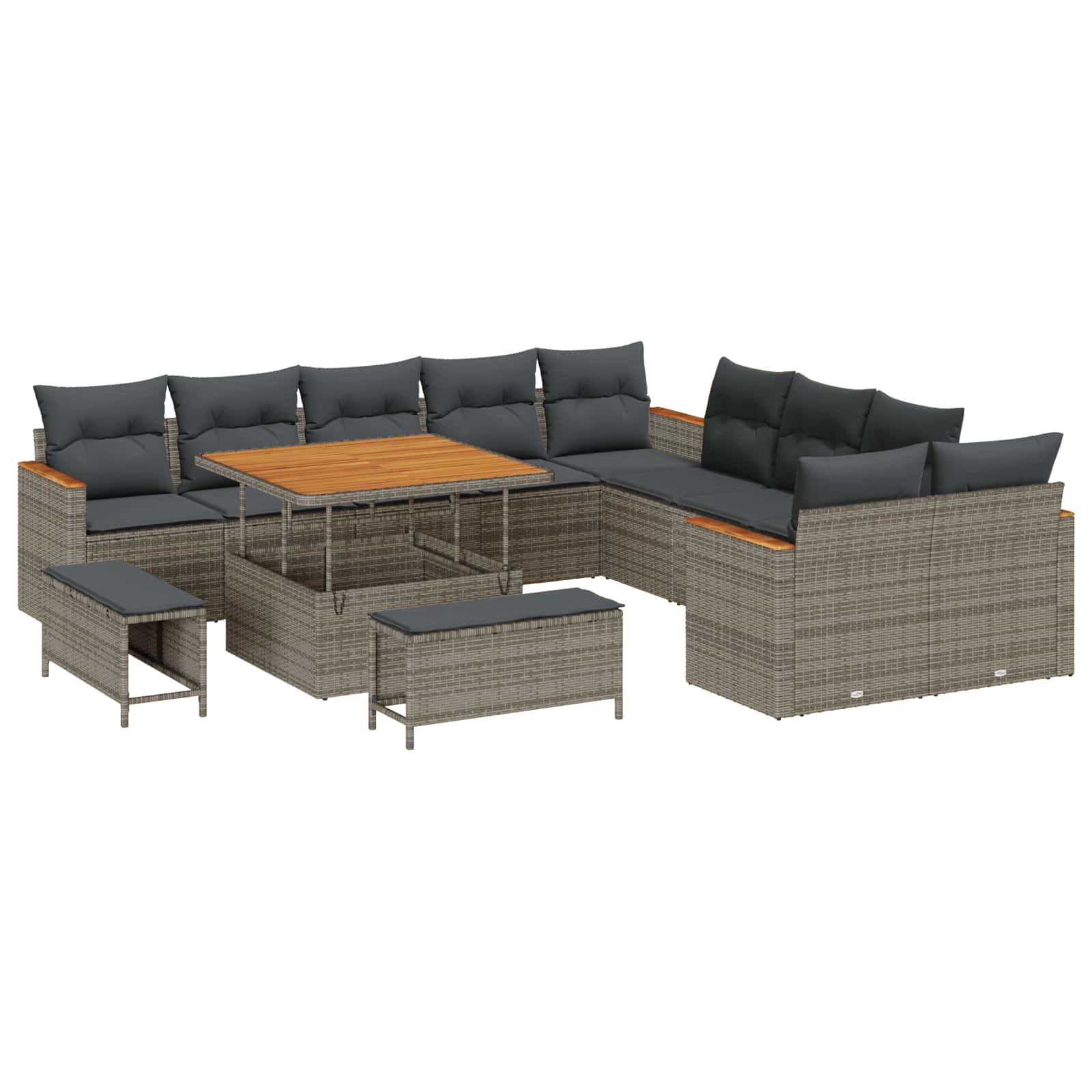 Sjedeća garnitura za vrt 13 pcs Siva poliratan