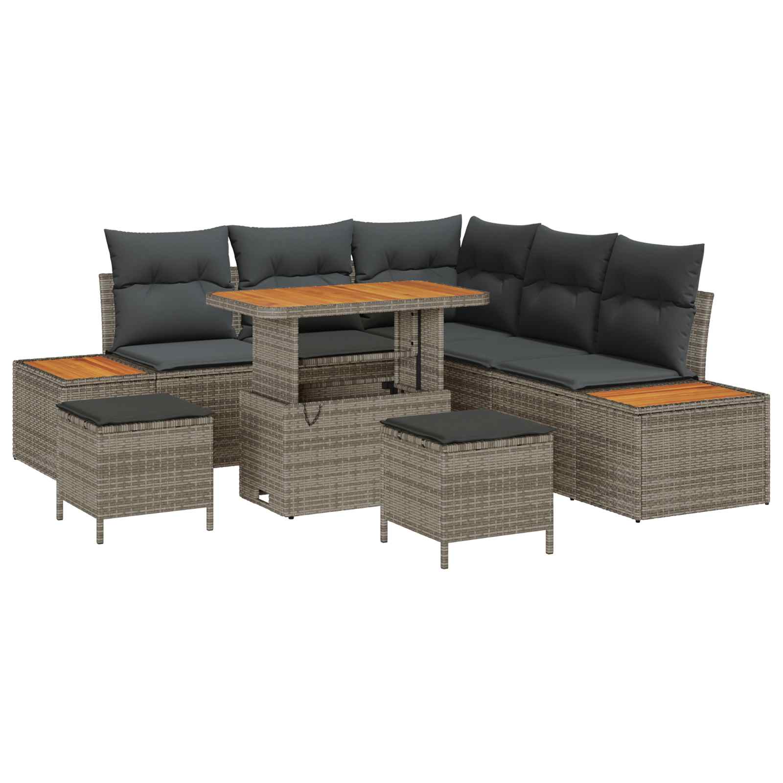 Sjedeća garnitura za vrt s jastukom 8 pcs Siva