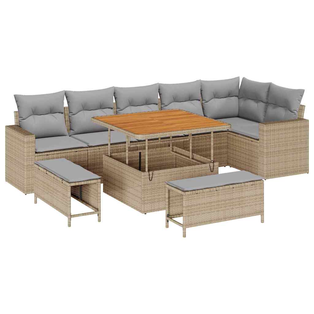 Sjedeća garnitura za vrt 11 kom. 9-Broj sjedala Bež 292.5 x 192 x 85 cm