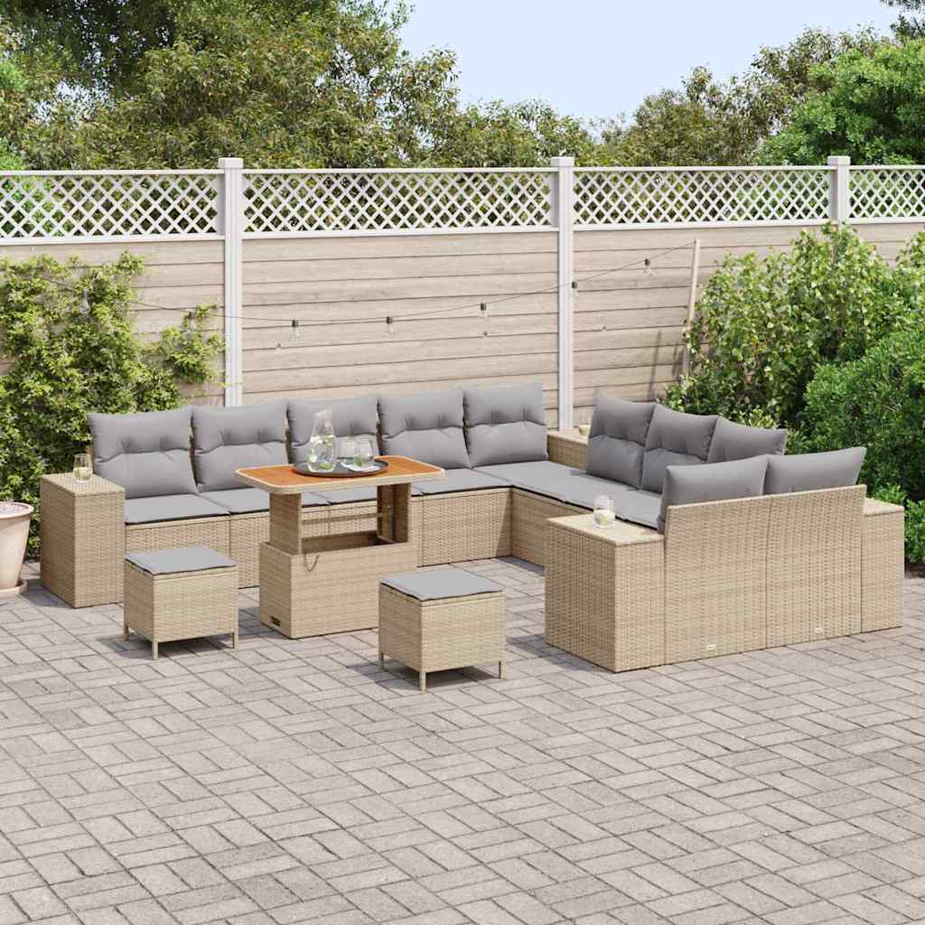 Sjedeća garnitura za vrt 13 pcs Bež i svijetlo siva poliratan