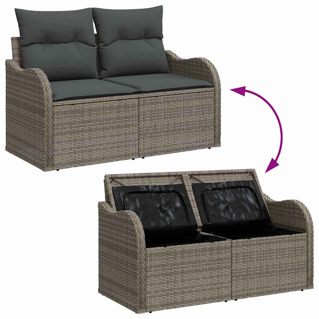 Sjedeća garnitura za vrt s jastukom s pohranom 11 pcs Siva