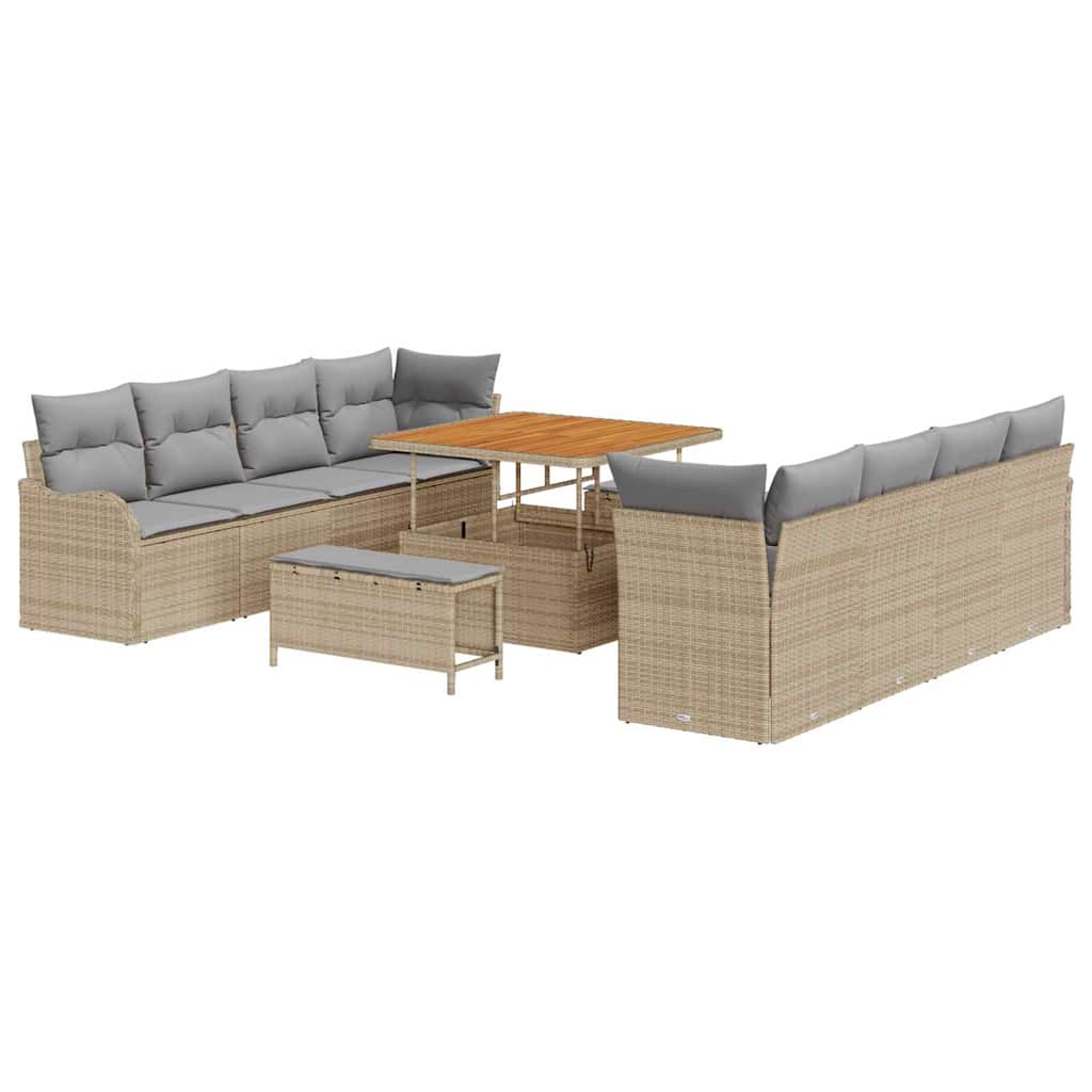Sjedeća garnitura za vrt s jastukom 11 pcs Bež i svijetlo siva