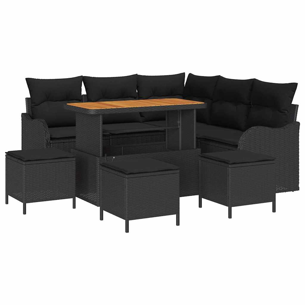 Sjedeća garnitura za vrt 9 kom. 8-Broj sjedala Crna 110 x 55 x 71 cm