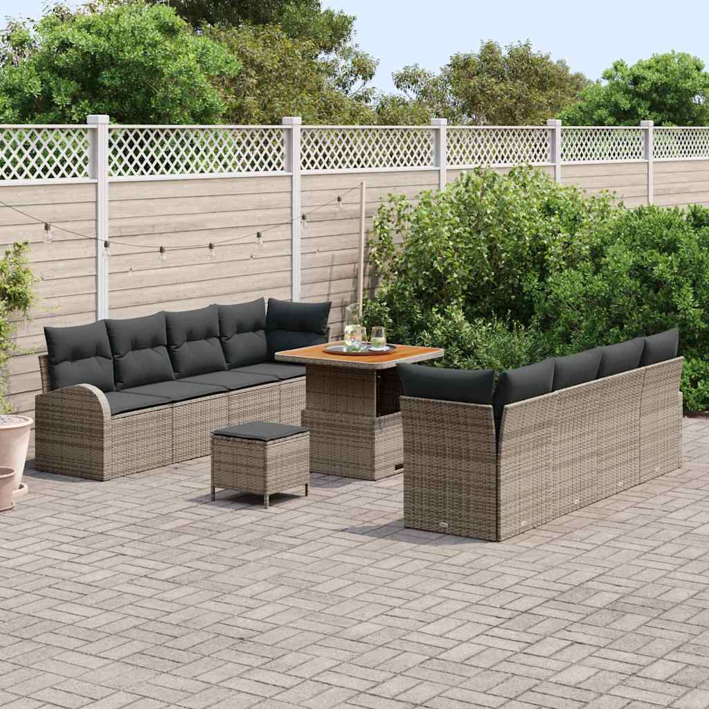 Sjedeća garnitura za vrt s jastukom s pohranom 11 pcs Siva