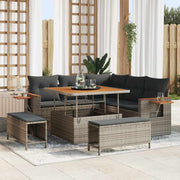 Sjedeća garnitura za vrt 9 kom. 8-Broj sjedala Siva poliratan 219 x 219 x 85 cm