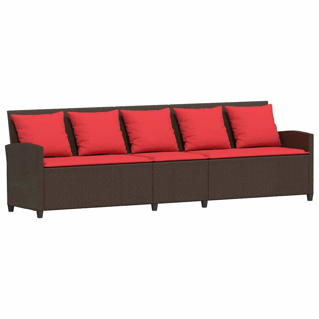 Vrtna sofa s jastucima smeđi poliratan