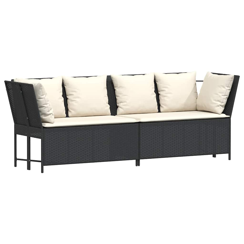 4-dijelni set vrtnih sofa od poliratana s jastucima crni