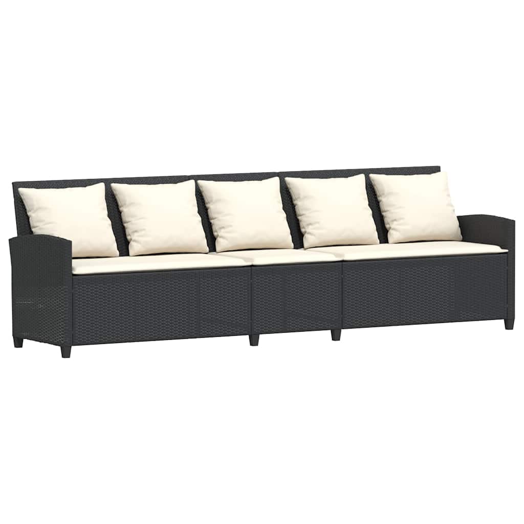 4-dijelni set vrtnih sofa od poliratana s jastucima crni