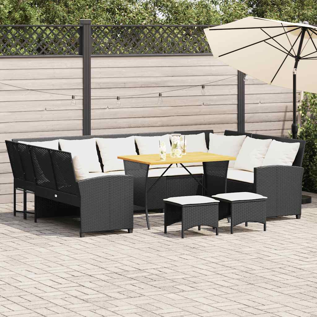4-dijelni set vrtnih sofa od poliratana s jastucima crni