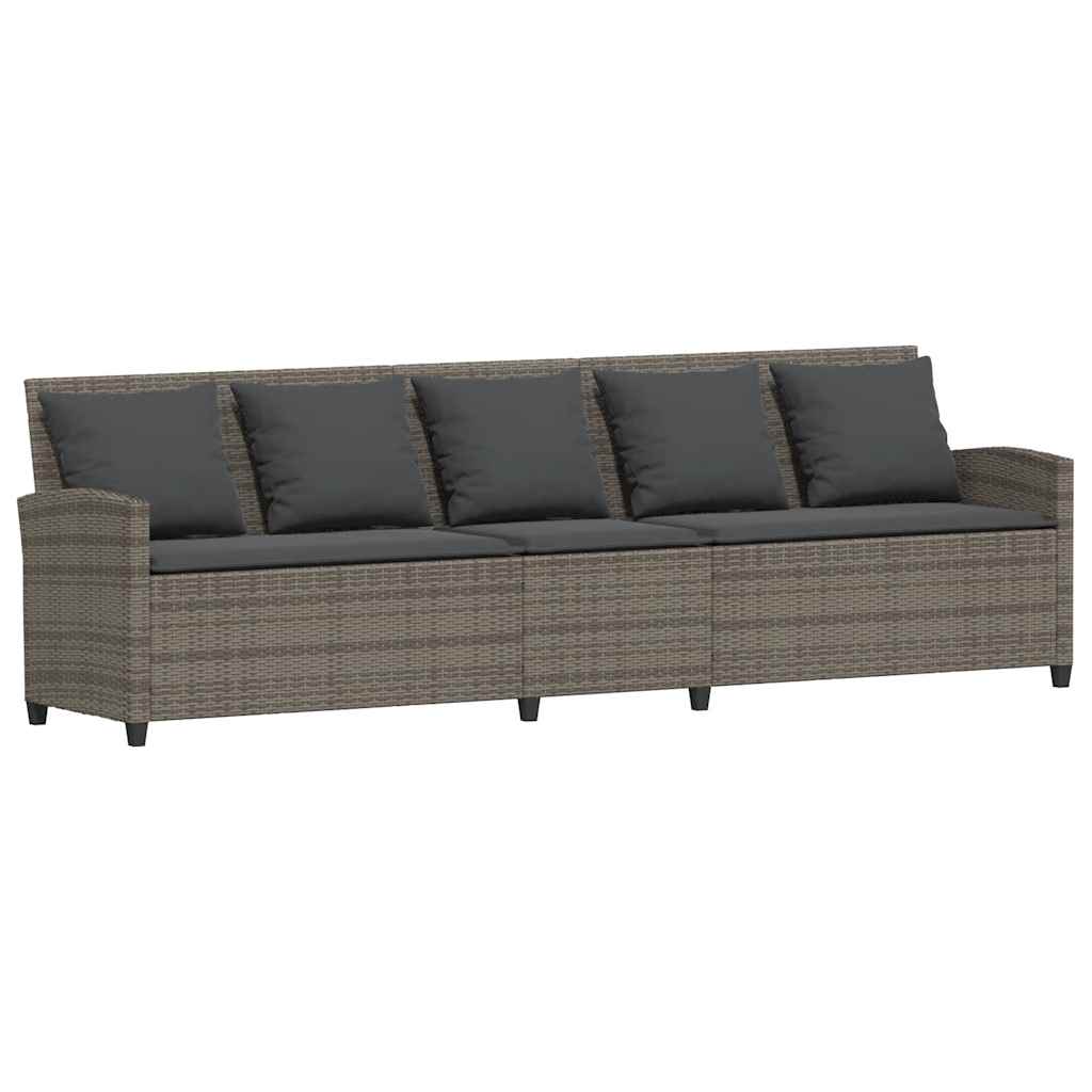 4-dijelni set vrtnih sofa od poliratana s jastucima sivi