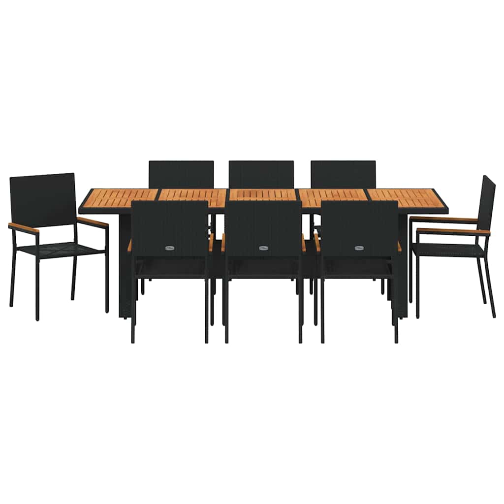 Vrtni set za objed 9 pcs Crna poliratan