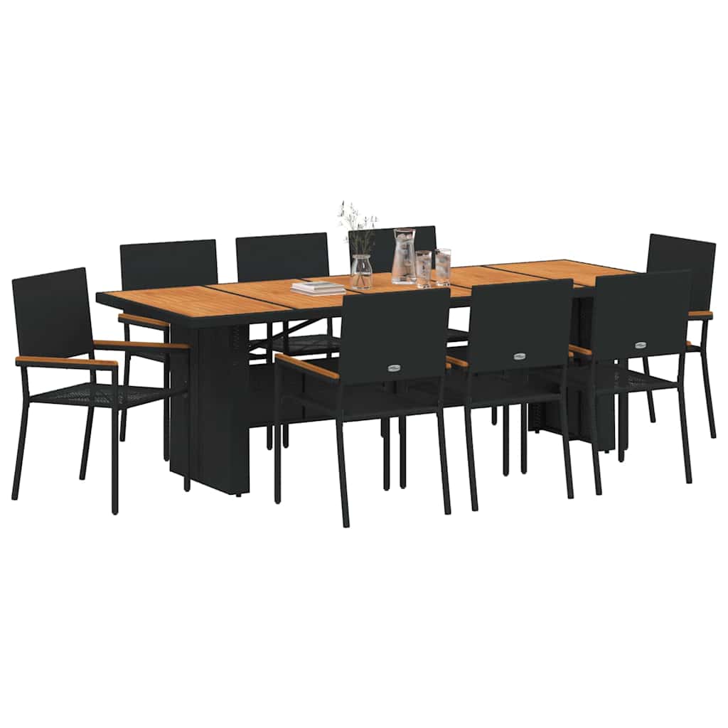 Vrtni set za objed 9 pcs Crna poliratan