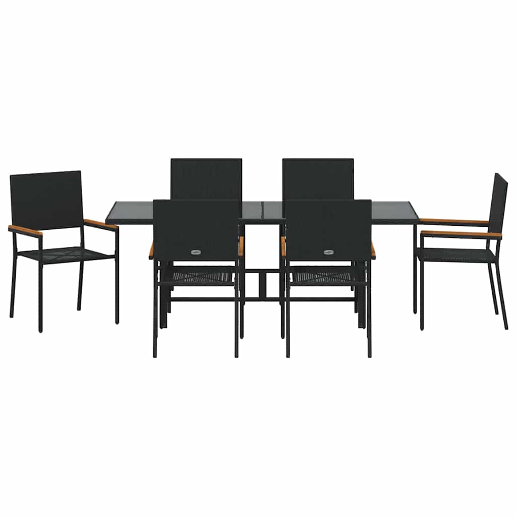 Vrtni set za objed 7 pcs Crna poliratan