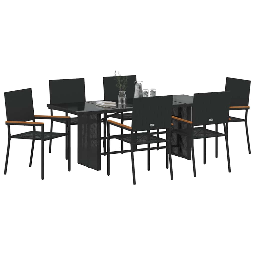 Vrtni set za objed 7 pcs Crna poliratan