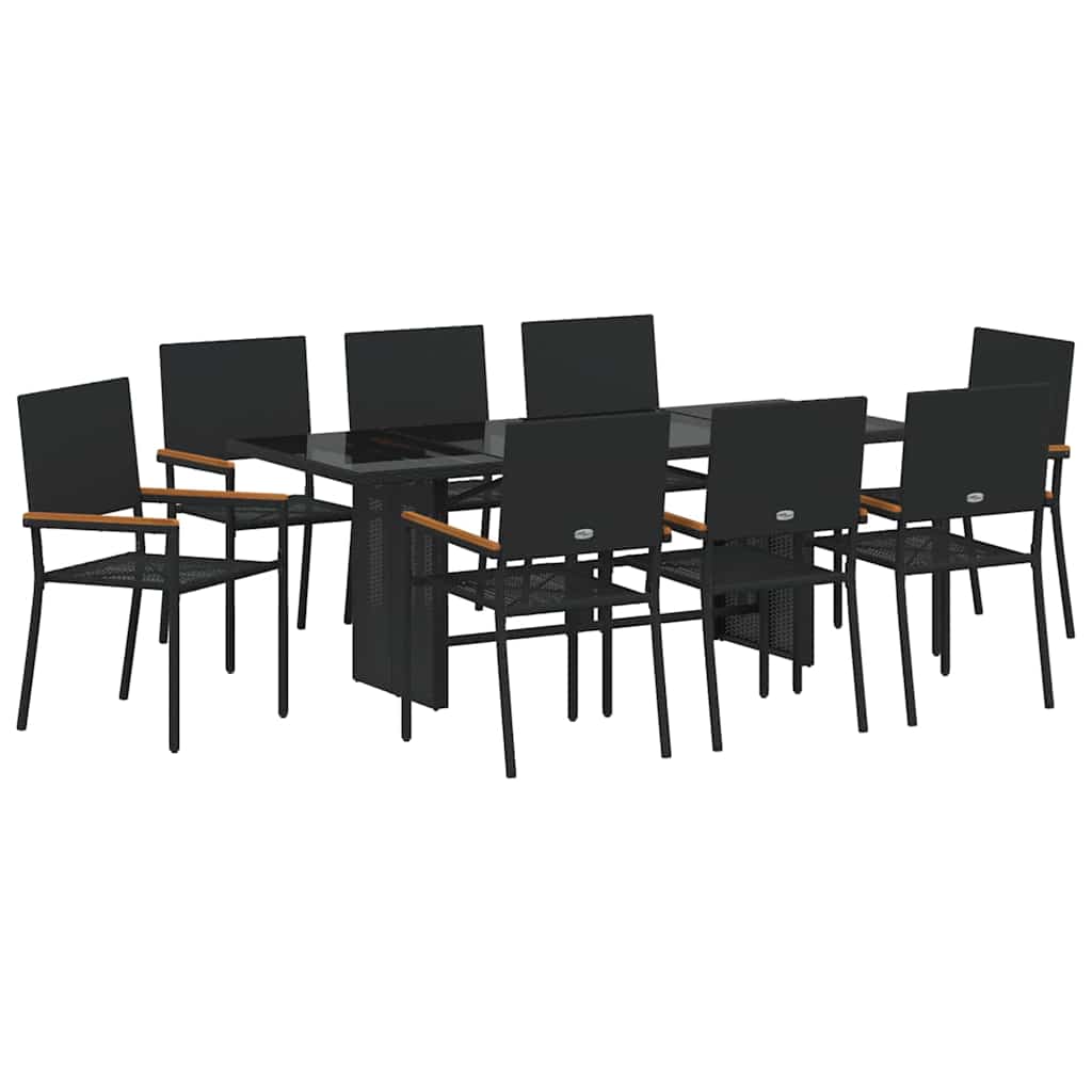 Vrtni set za objed 9 pcs Crna poliratan