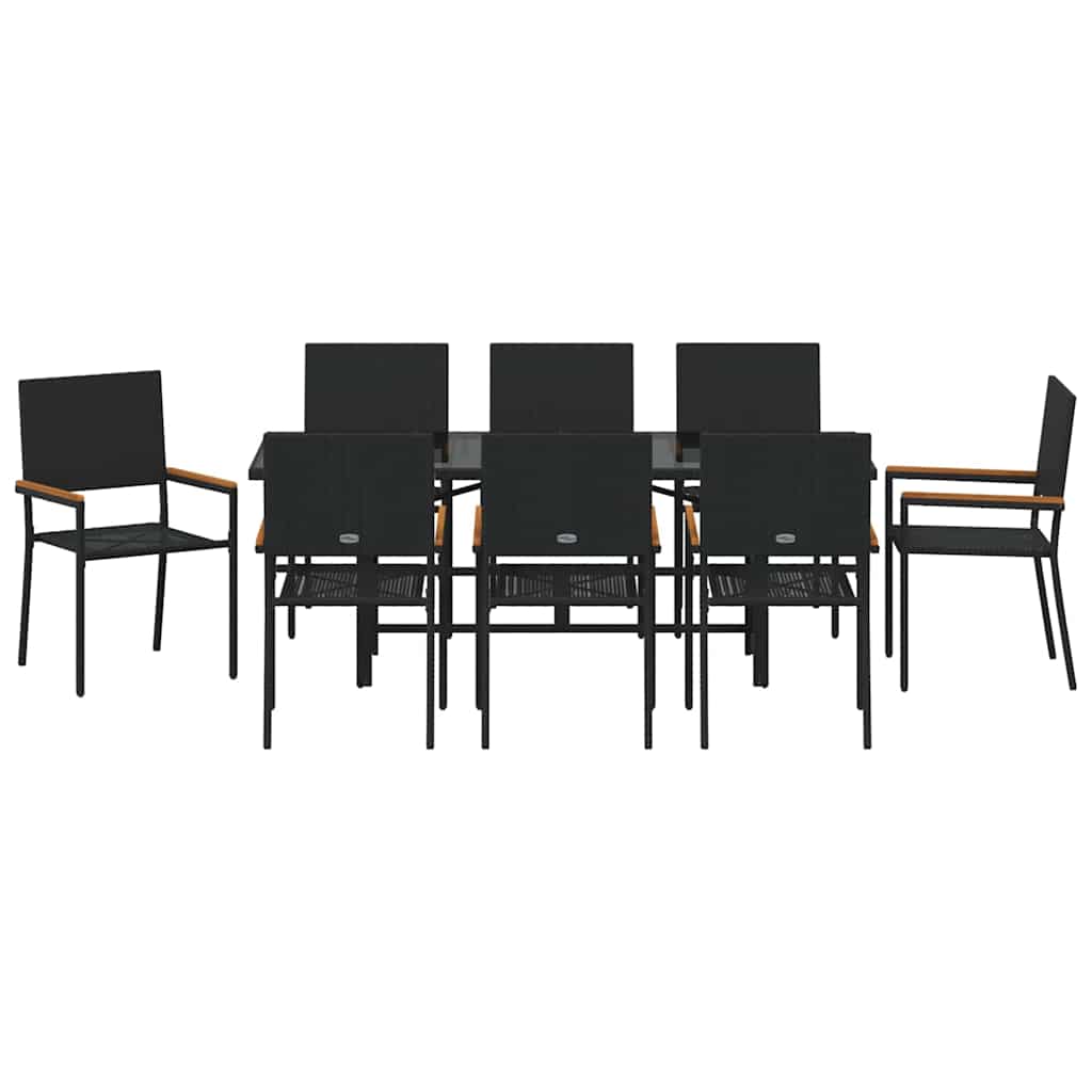 Vrtni set za objed 9 pcs Crna poliratan