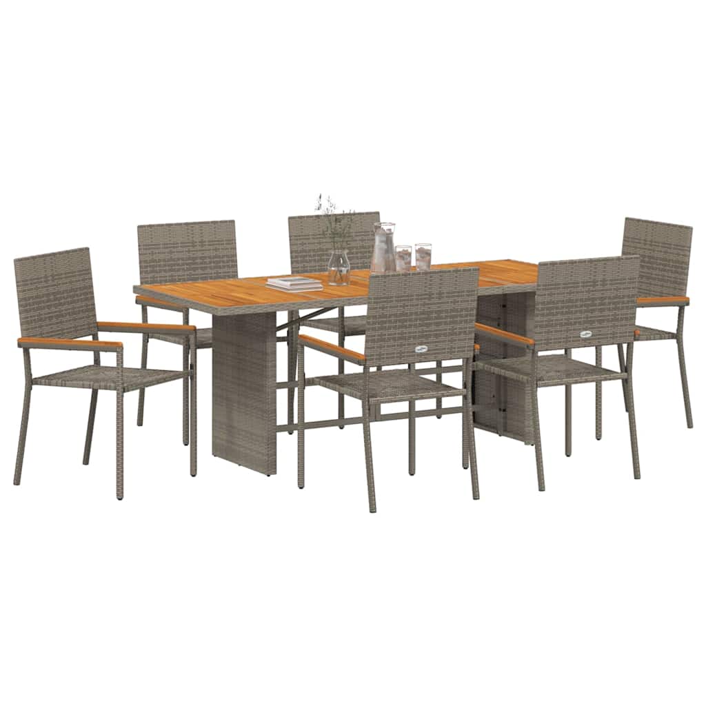 Vrtni set za objed 7 pcs Siva poliratan