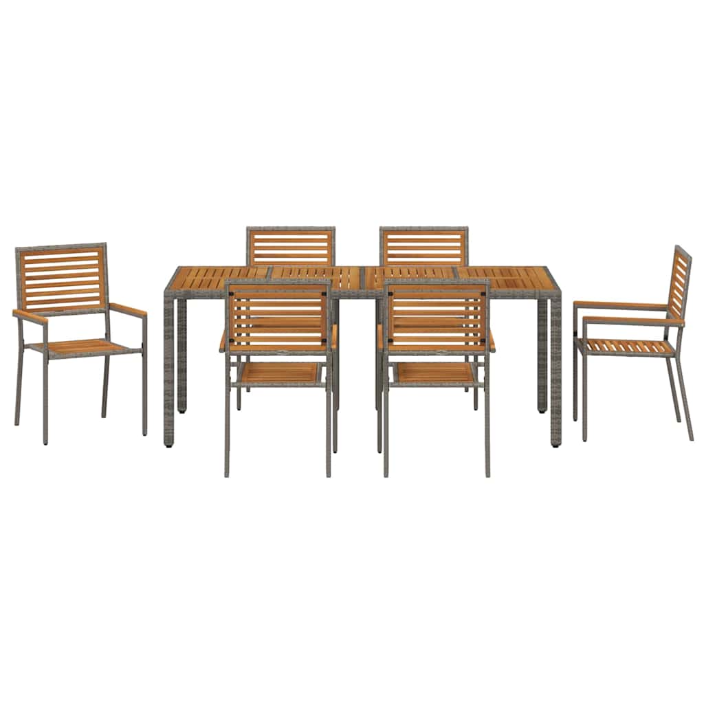 Vrtni set za objed 7 pcs Siva i smeđa poliratan