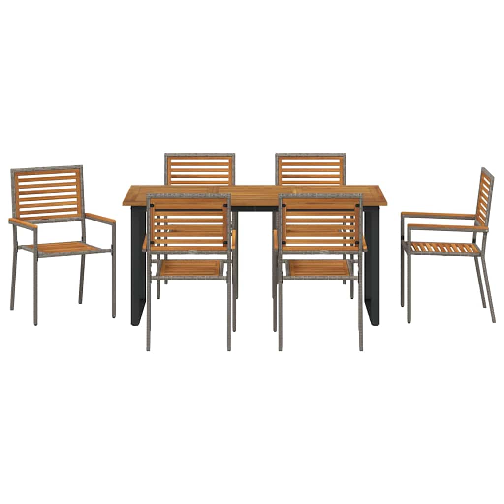 Vrtni set za objed 7 pcs Siva Čvrsto drvo akacije