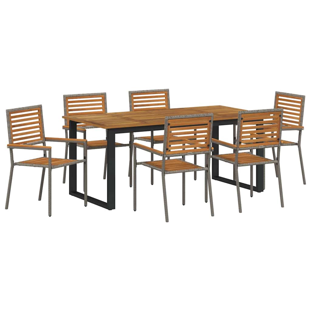 Vrtni set za objed 7 pcs Siva Čvrsto drvo akacije