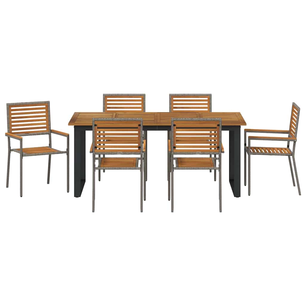 Vrtni set za objed 7 pcs Siva Čvrsto drvo akacije
