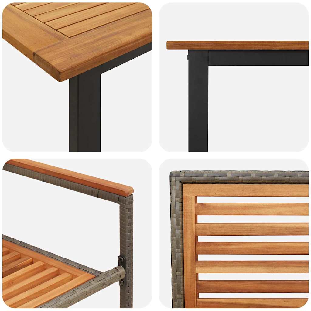 Vrtni set za objed 7 kom. Siva Čvrsto drvo akacije 200 x 90 x 75 cm