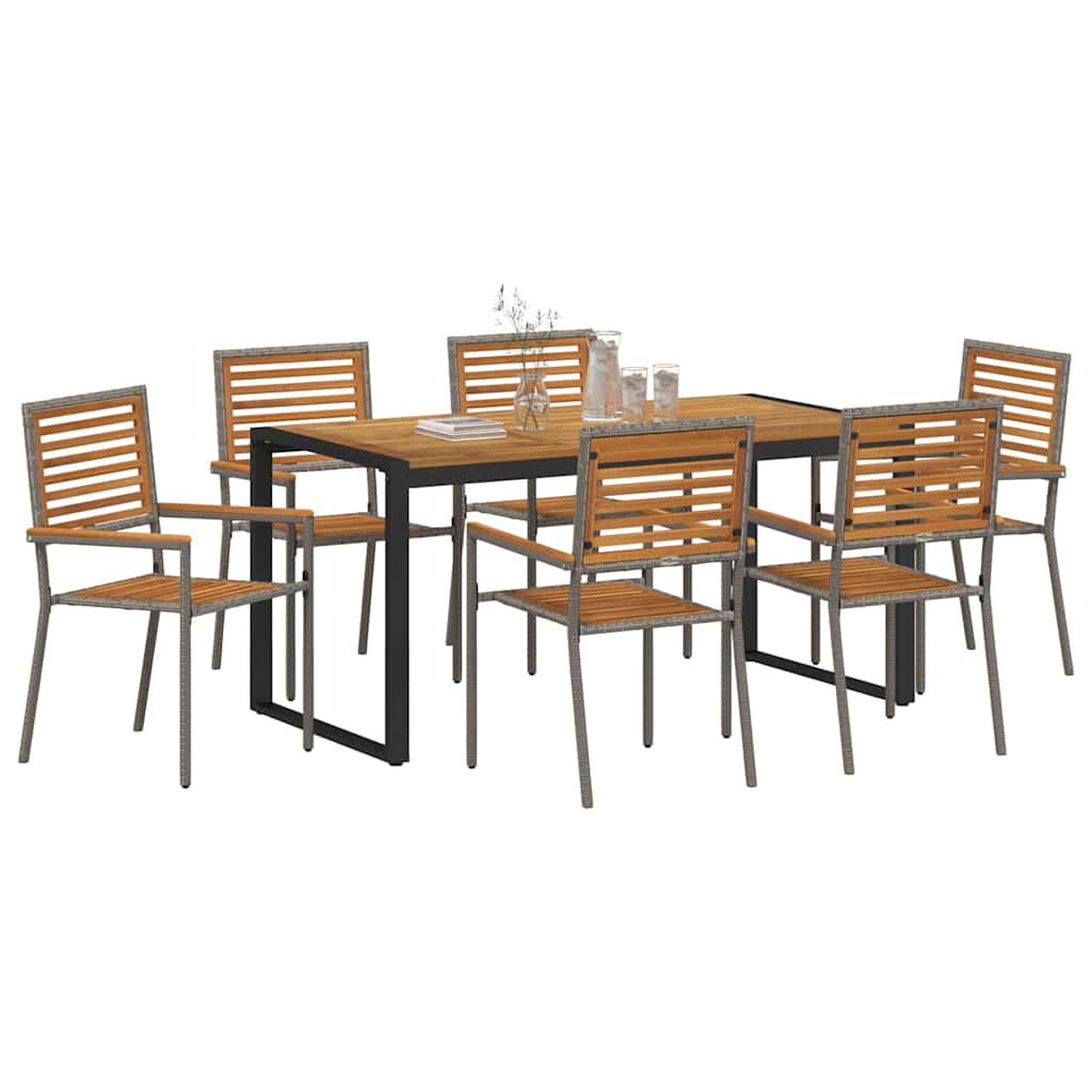 Vrtni set za objed 7 pcs Siva i smeđa poliratan