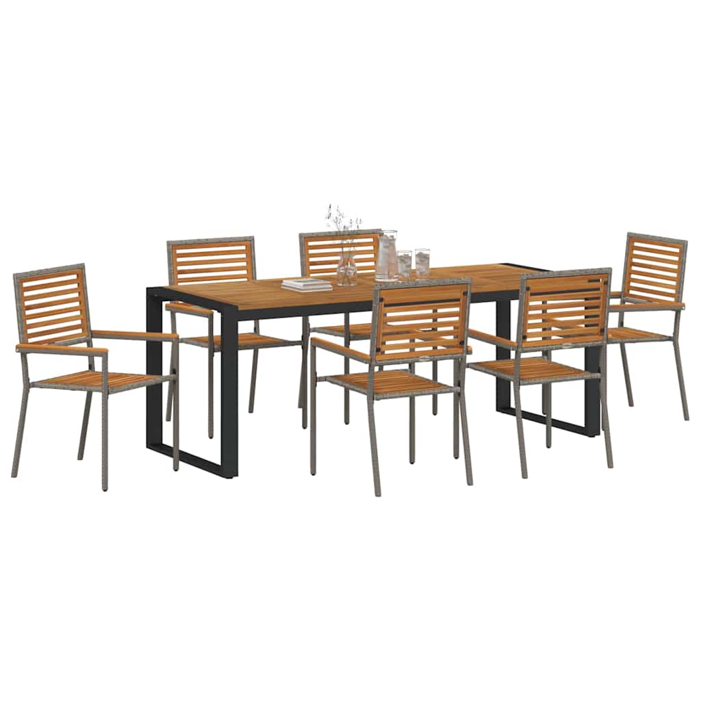 Vrtni set za objed 7 pcs Siva i smeđa poliratan