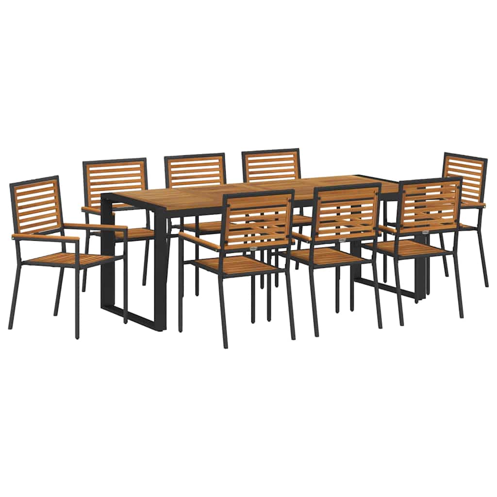 Vrtni set za objed 9 pcs Crna i smeđa poliratan
