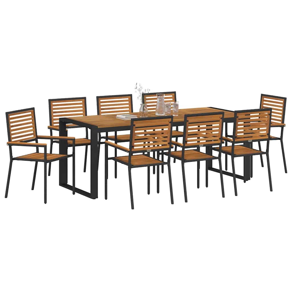 Vrtni set za objed 9 pcs Crna i smeđa poliratan
