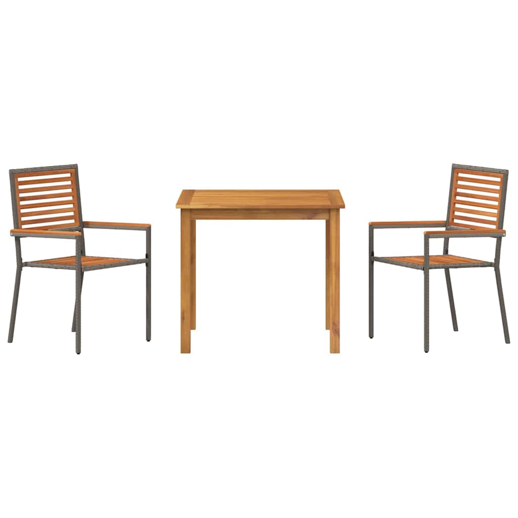 Vrtni set za objed 3 pcs Siva Čvrsto drvo akacije