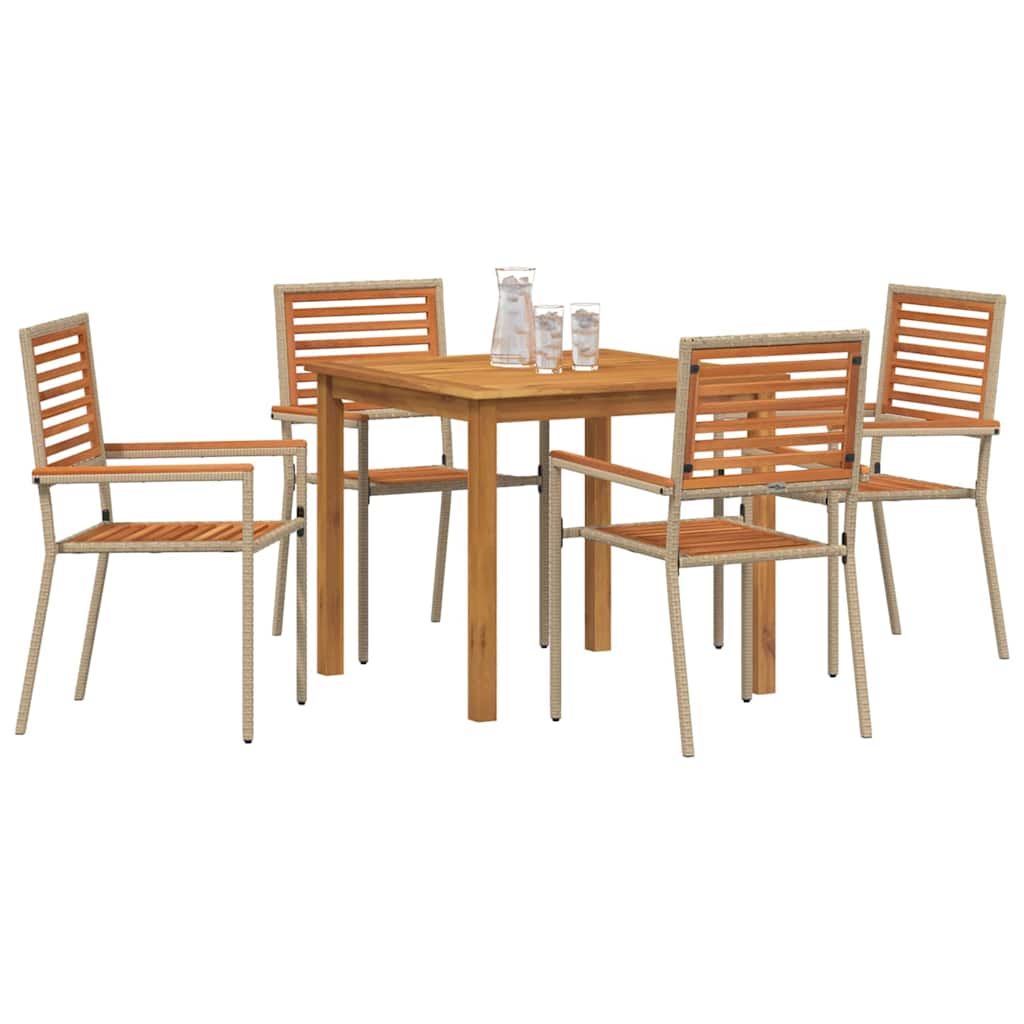 Vrtni set za objed 5 pcs Bež Čvrsto drvo akacije