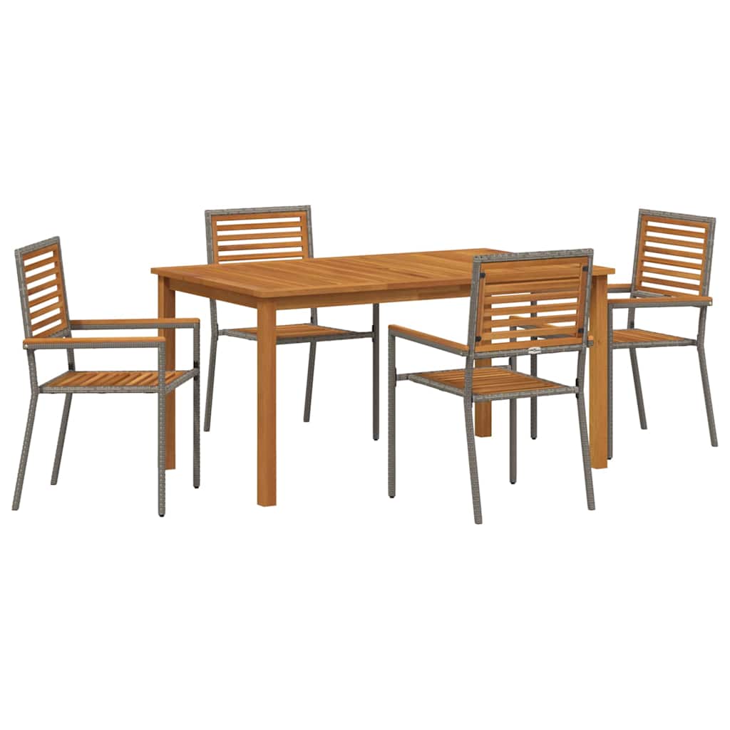 Vrtni set za objed 5 pcs Siva Čvrsto drvo akacije