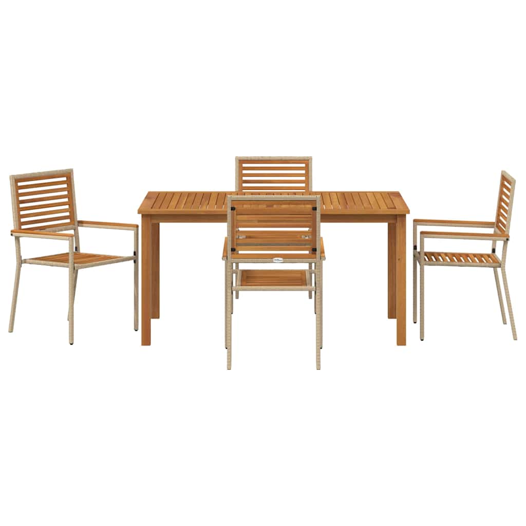 Vrtni set za objed 5 pcs Bež Čvrsto drvo akacije