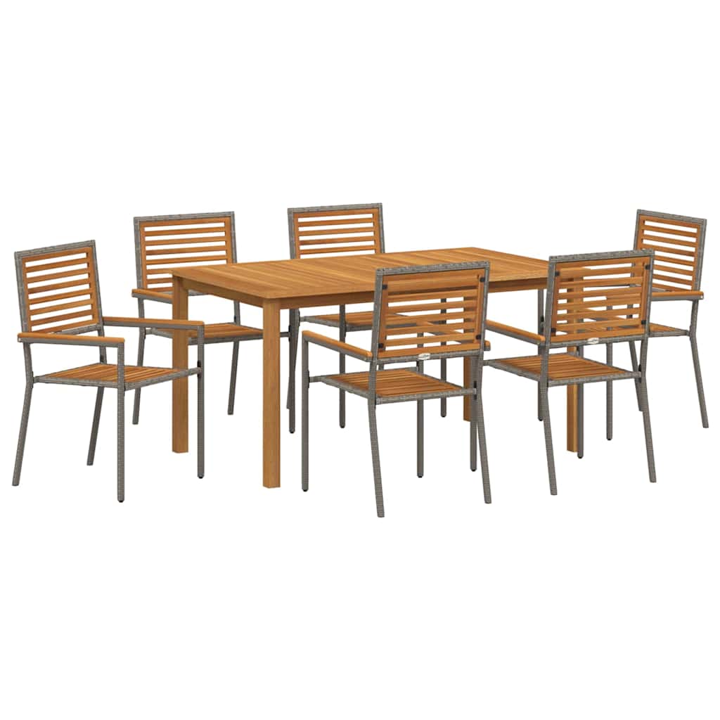 Vrtni set za objed 7 kom. Siva Čvrsto drvo akacije 150 x 90 x 74 cm