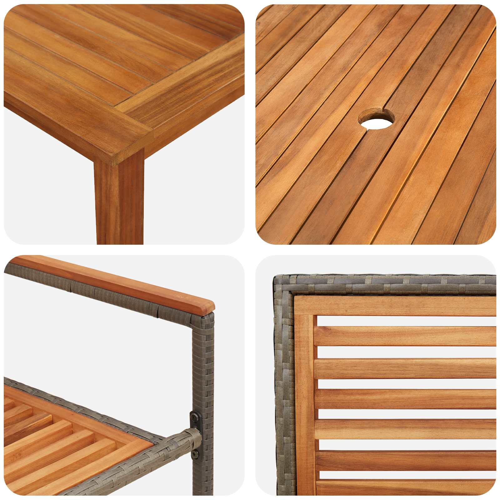 Vrtni set za objed 9 pcs Siva Čvrsto drvo akacije