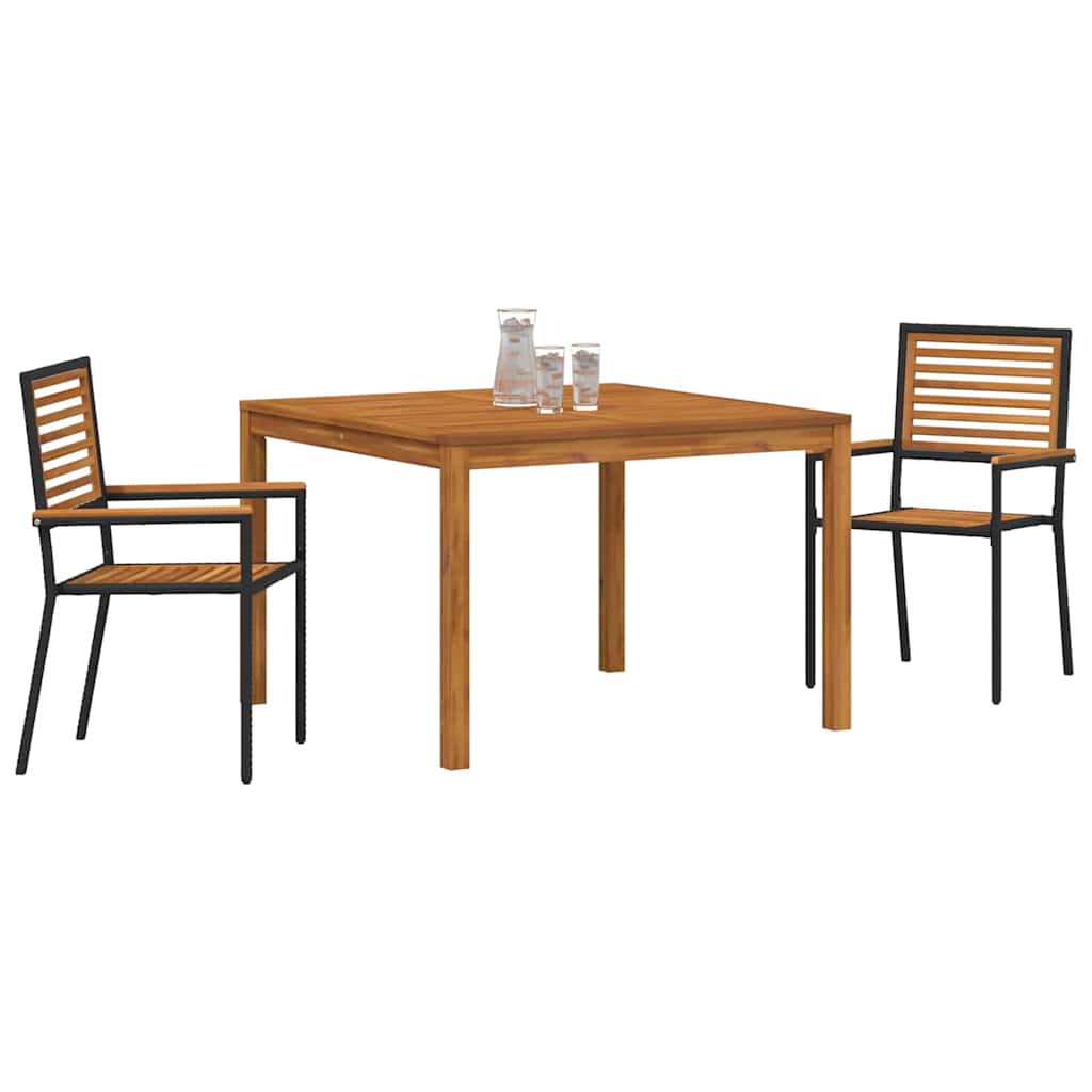 Vrtni set za objed 3 pcs Crna Čvrsto drvo akacije