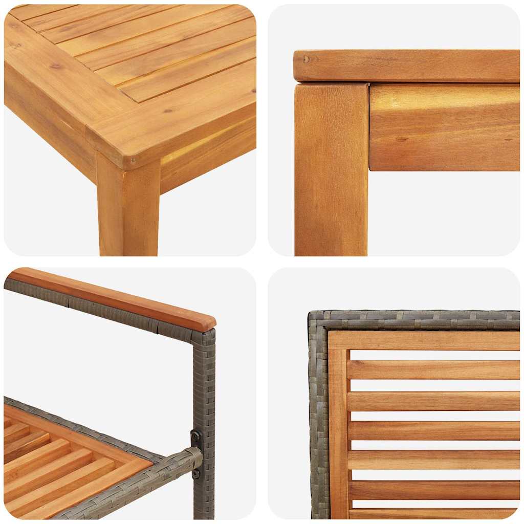 Vrtni set za objed 3 pcs Siva Čvrsto drvo akacije