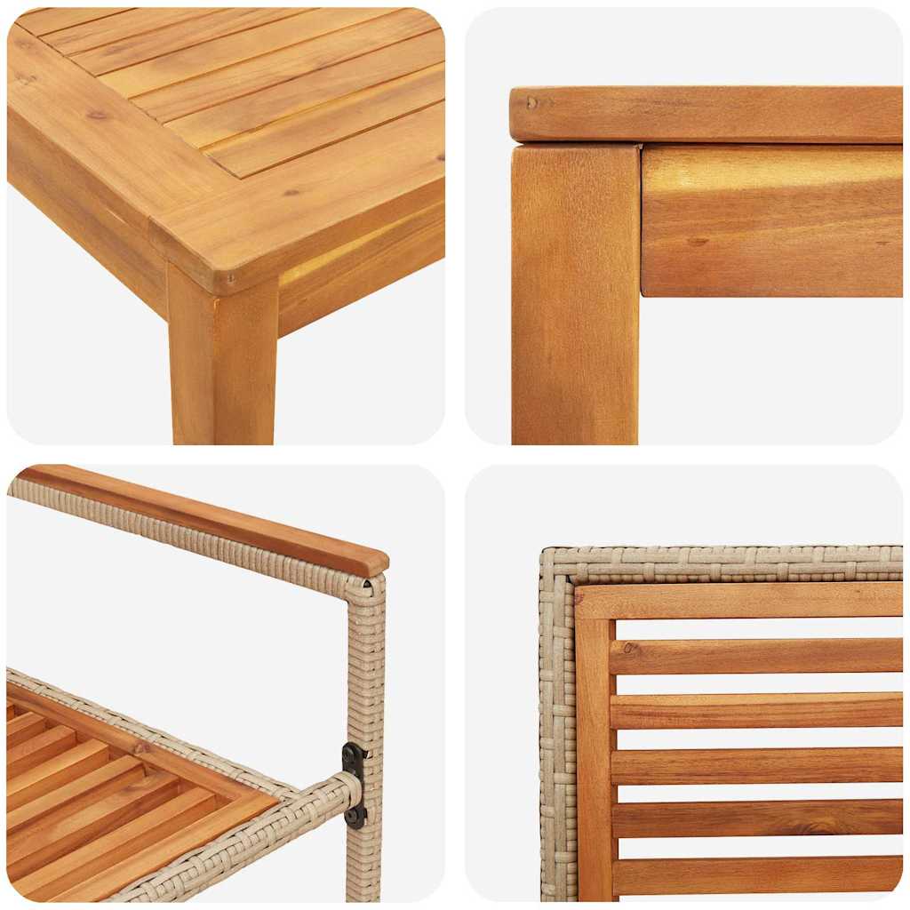 Vrtni set za objed 3 pcs Bež Čvrsto drvo akacije